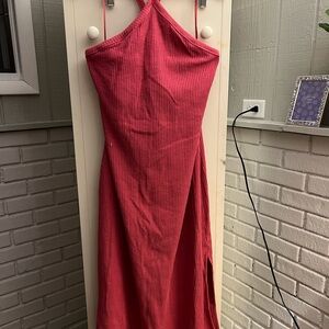 Pink plus sized criss-cross strap dress